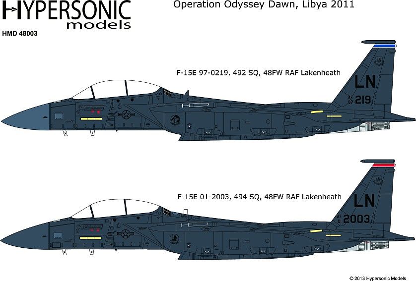 F-15E Strike Eagle Decals & Mask Set: Operation Odyssey Dawn, 1:48